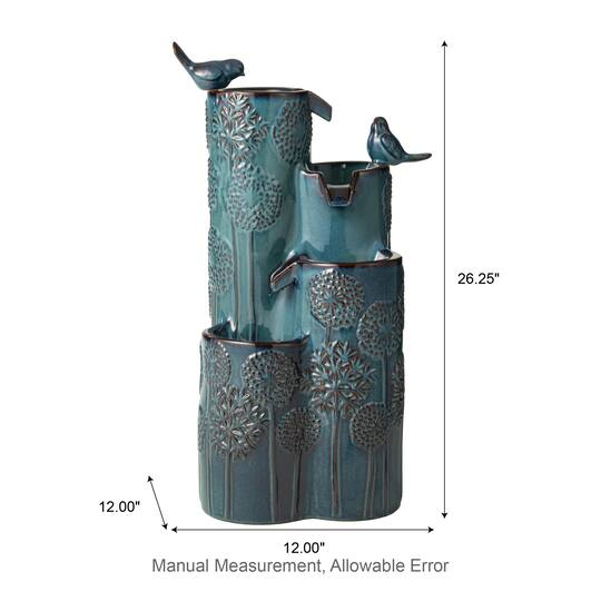 Glitzhome® 26.25" LED 4-Tier Dandelion Texture Vase-Shaped Outdoor Floor Fountain